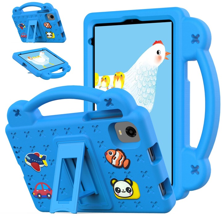 Alldocube iPlay 60 Mini Turbo 2024 tablet tok, gyermek EVA ütésálló tok fogantyúval és állvánnyal, világoskék