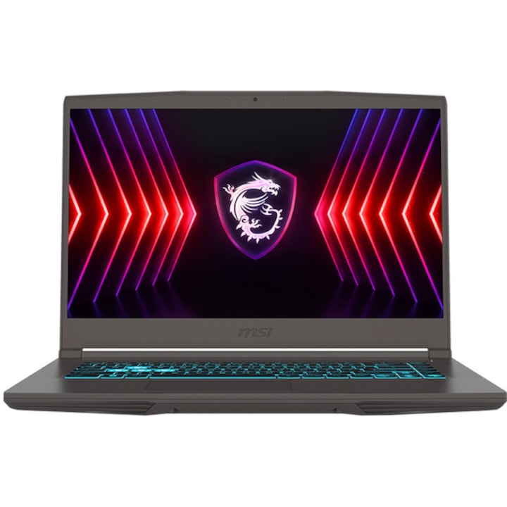 MSI Thin 15 B12UC Játékra Szórakoztató Laptop (Intel® Core™ i5-12450H processzor (12 MB gyorsítótár, akár 4,40 GHz) 15,6" FHD 144Hz, 16 GB DDR4, 512 GB SSD, nVidia GeForce RTX 3050 @4GB, Szürke)