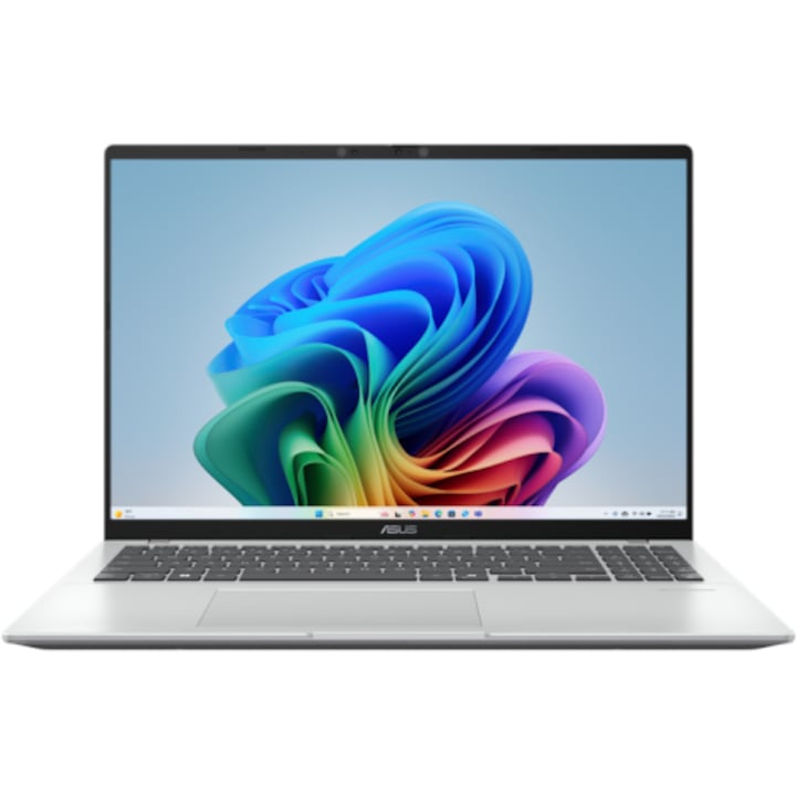 ASUS Vivobook 16 X1607QA laptop (Qualcomm Snapdragon X X1-26-100 processzor, 16" WUXGA, 16GB LPDDR5X, 1TB SSD, Qualcomm Adreno, Windows 11 Home, ezüst)