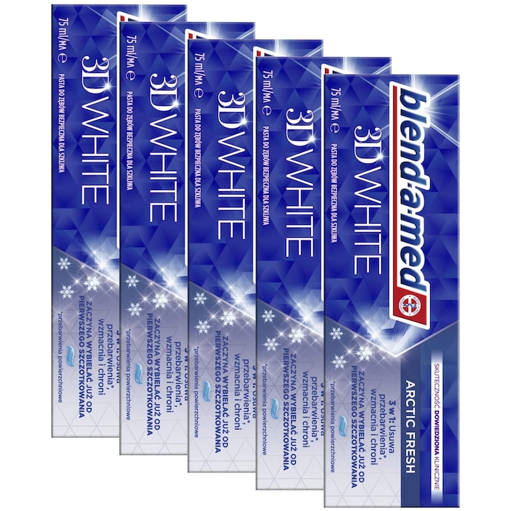 Комплект, Паста за зъби, Blend-a-Med 3D Arctic Fresh, 75 мл, 5 бр.