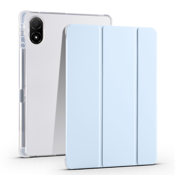 Калъф за таблет Honor Pad V8 Pro, 3-сгъваем прозрачен TPU кожен корпус, елегантен, цвят ледено син