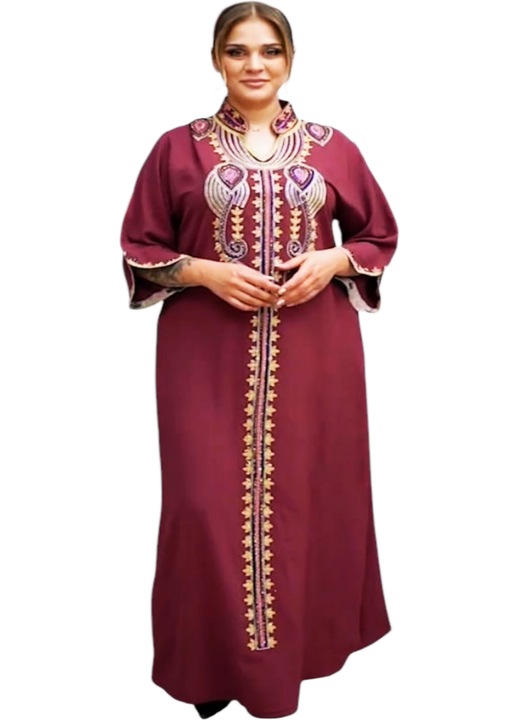 Rochie eleganta, marimi mari, StarFashion, cu aplicatii stralucitoare, Bordeaux