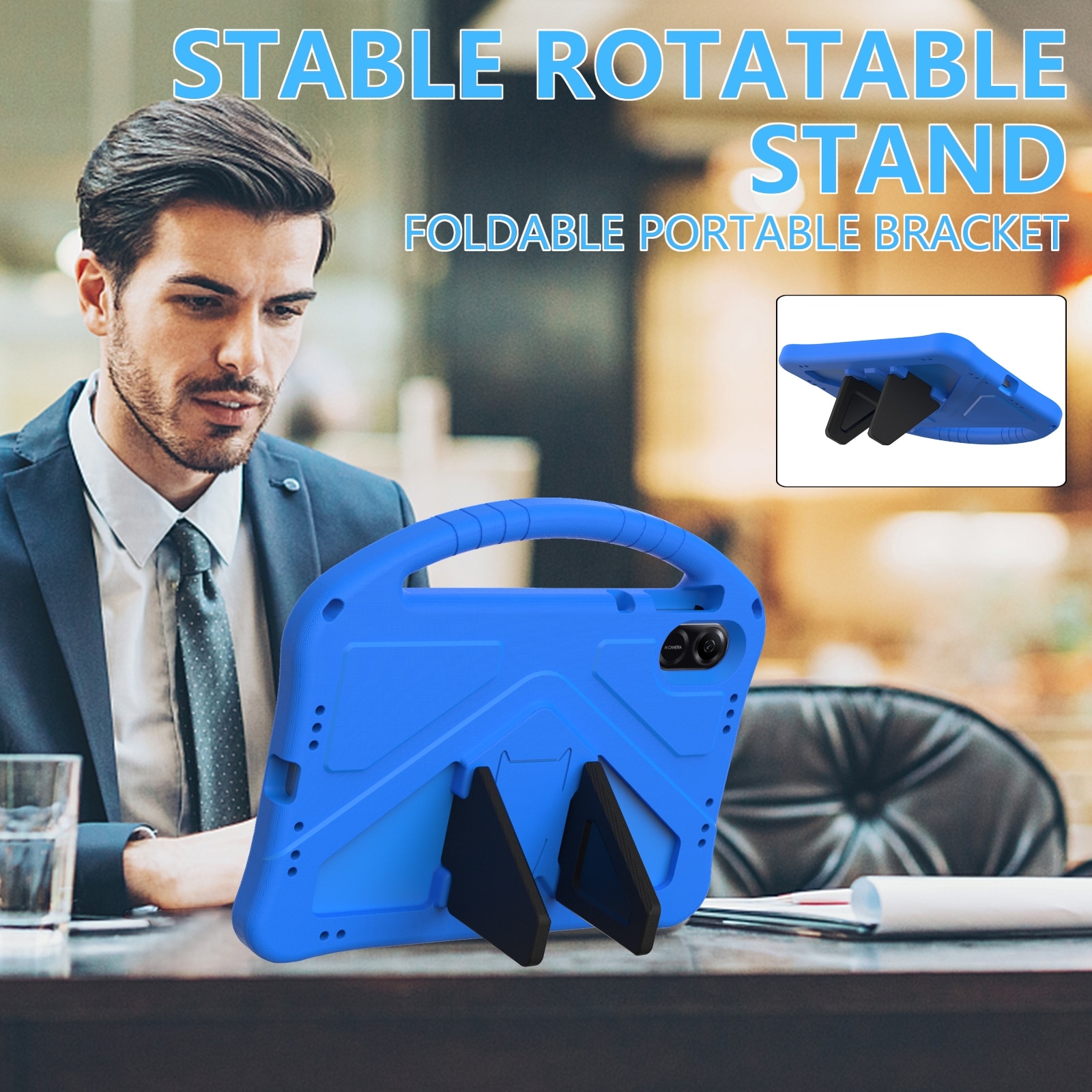 Husa tableta pentru Honor Pad X9, EVA anti-soc + suport, albastru