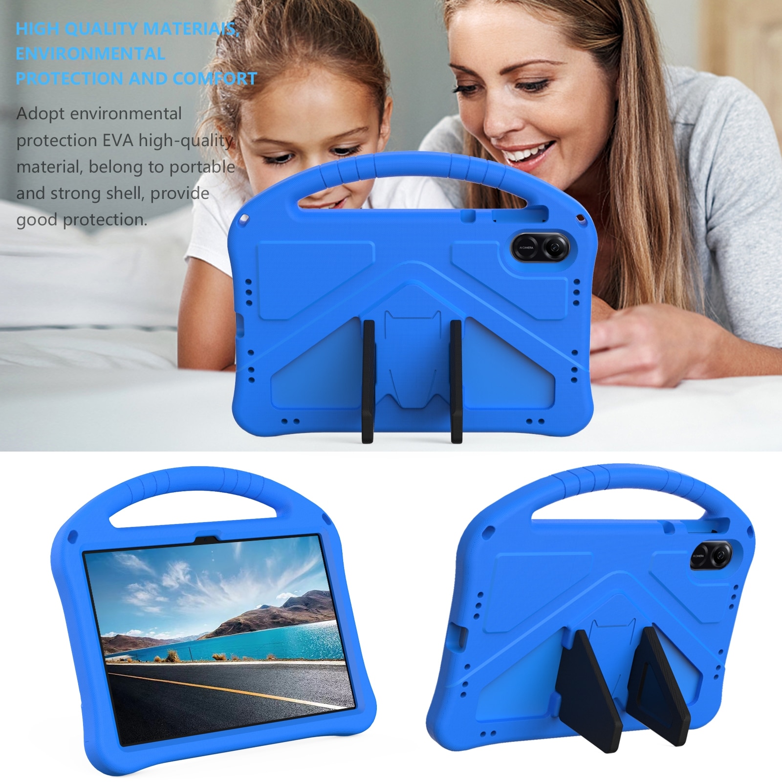 Husa tableta pentru Honor Pad X9, EVA anti-soc + suport, albastru