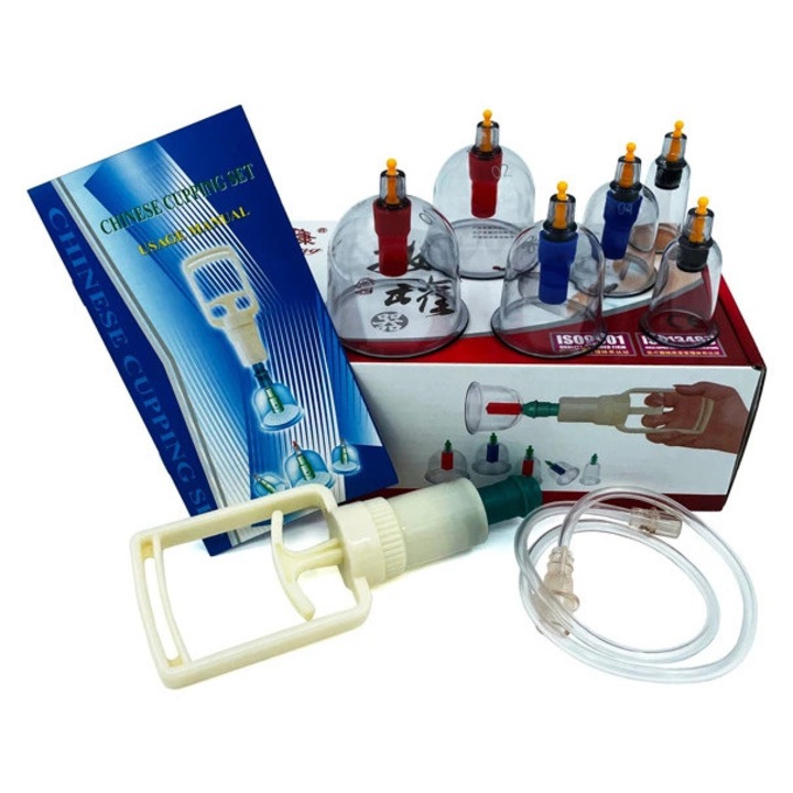 Set de 6 ventuze de masaj cu vid, Fabulo, plastic transparent, pentru spate, semiprofesional