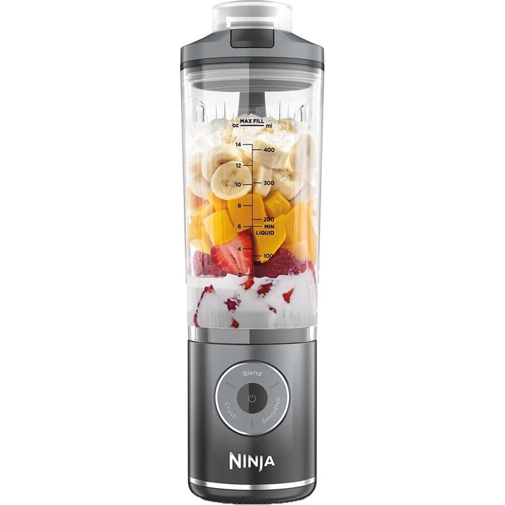 Преносим блендер Ninja Blast Max BC251EUGY, капацитет 570 мл, 3 програми, технология Auto-iQ, сив