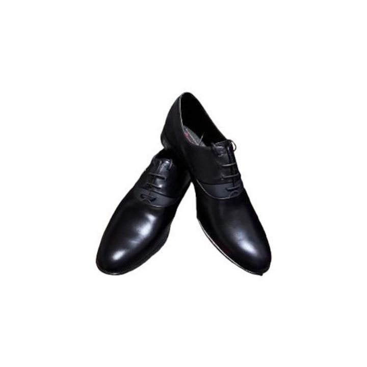Pantofi eleganti pentru barbati, Negru cu siret, Piele naturala, Negru