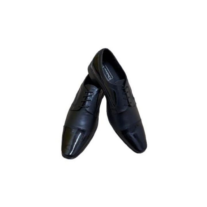 Pantofi eleganti pentru barbati, Negru lacuit, Piele naturala, Marimea 44