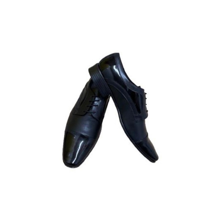 Pantofi eleganti pentru barbati, Negru lacuit, Piele naturala, Marimea 44