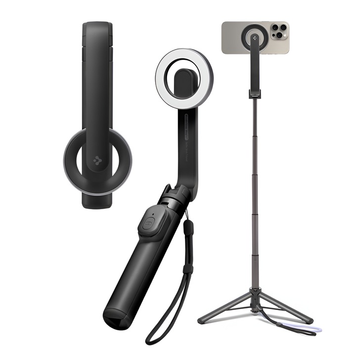 Selfie Stick Tripod S571W Bluetooth Magsafe by ONSG®, iPhone Android Universal, Control Wireless Reincarcabil, Stabilitate Maxima, Cadre Largi Video, Vlog, Calatorii, Poze Grup, Compact, Extensibil, Aluminiu, Antialunecare, Negru