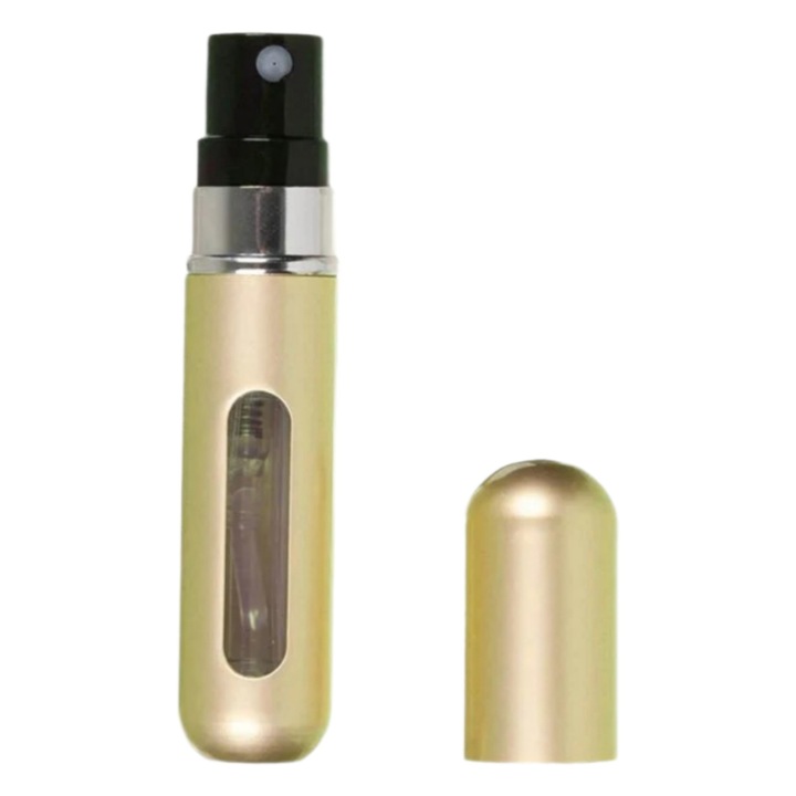 Sticla spray pentru parfum, reincarcabila, automizor portabil, auriu, 5ml, 1.5x9 cm