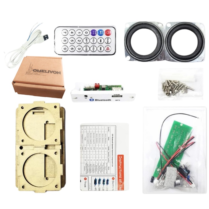 Barkács Bluetooth hangszórókészlet tokkal, elektronikus alkatrészekkel forrasztáshoz és összeszereléshez, útmutatóval, ideális diákoknak és gyakorlati oktatáshoz