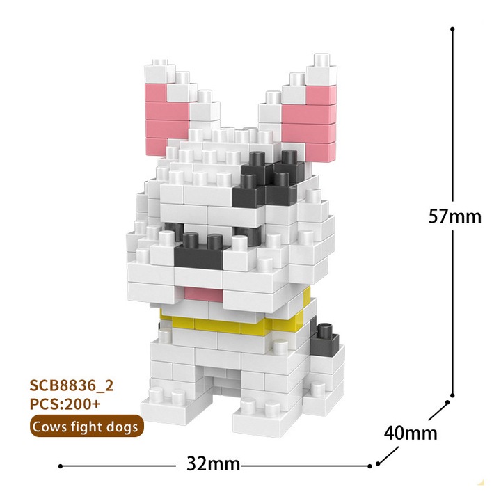 Seturi de blocuri de constructie, ZUOXIA, modele de caini, 200+ piese, 44x56x48mm