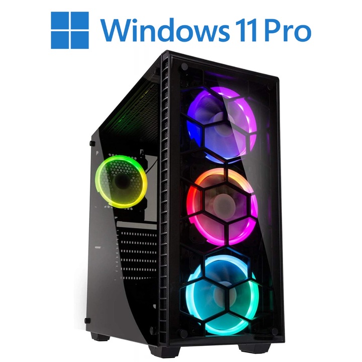 Magic Gaming PC - Procesor Intel i5 14400F, SSD M.2 de 1024 GB, 48 GB memorie DDR5, placa video RTX 4060 8GB GDDR6, Windows 11 Pro, carcasa din sticla RGB