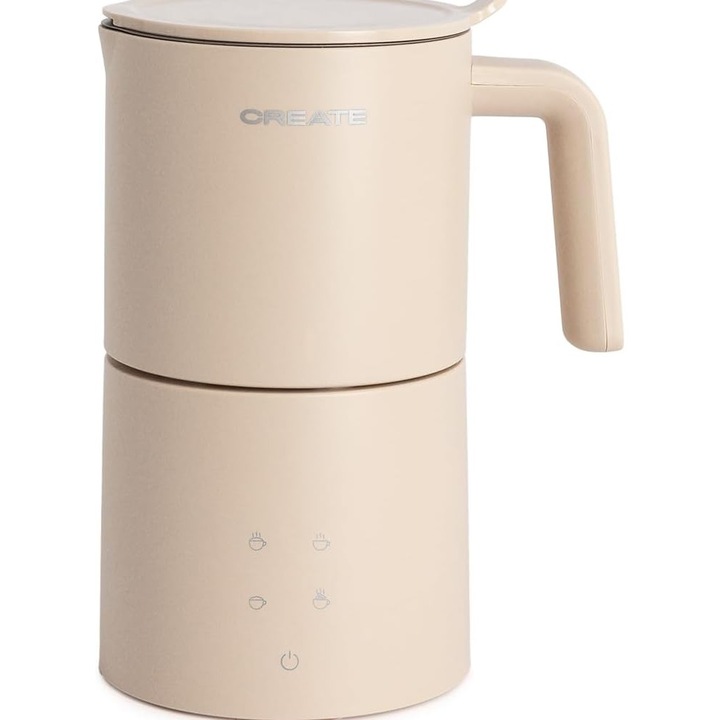 CREATE разпенител за мляко Studio Pro, 620 мл, 4 програми, приготвяне на студени/топли напитки, части, подходящи за съдомиялна машина, сензорен панел, подходящ за лате, капучино, горещ шоколад, 450 W, бежов