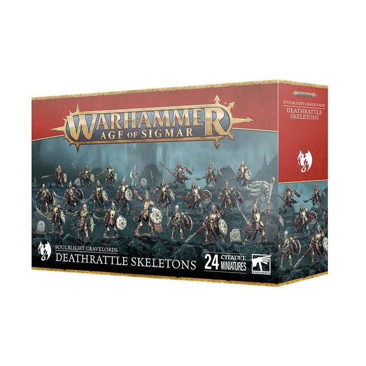 Разширение за Warhammer Age of Sigmar за игра Deathrattle Skeletons Soulblight Gravelords Games Workshop 120 части, сиво
