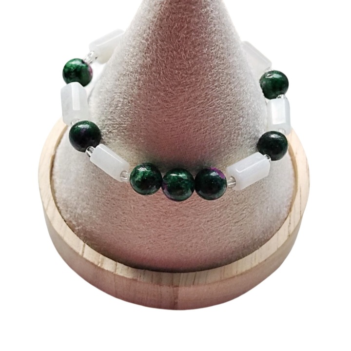 Bratara unicat piatra lunii si epidot zoisit - echilibrarea energiilor feminine