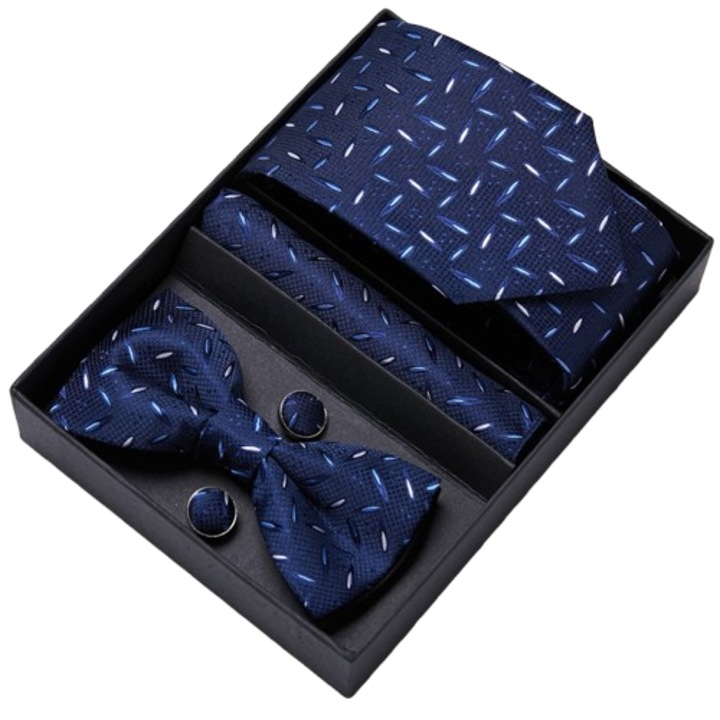 Cravata barbateasca, papion, esarfa patrata, butoni, set de cinci piese