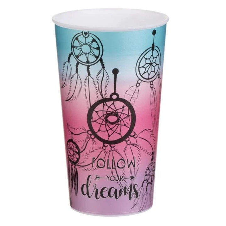 Pahar Follow your Dreams din Plastic cu Model Talisman de Vise 650ml, DAsiNU