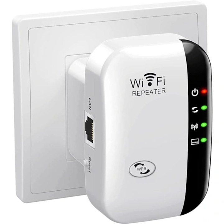 Extensor WiFi, adaptor wireless, 300 Mbps, 2 moduri, 2.4 GHz, set cu cablu de retea