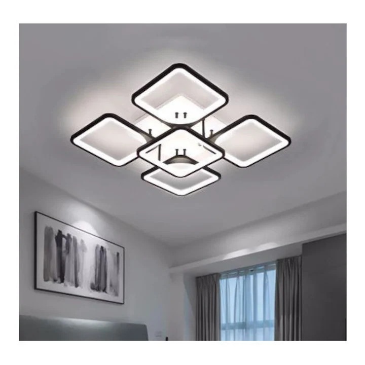LED полилей JIJU®, с дистанционно управление, 3 вида осветление, Квадратен