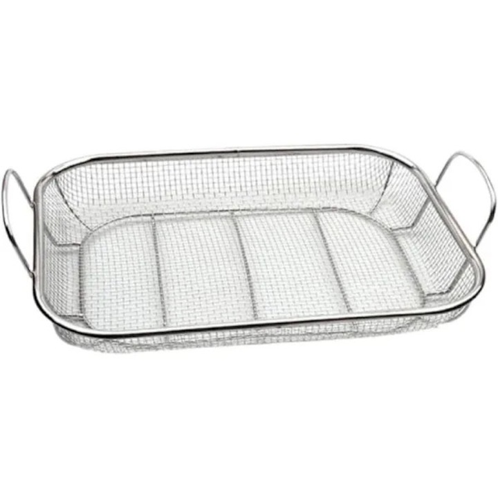 Rozsdamentes acél grillkosár, nagy kapacitású, ezüst, 42.3x27.8x10.2cm