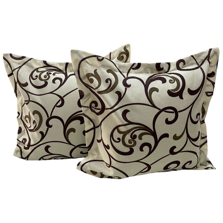 Set doua huse de perna, culoare ivoire/crem, din colectia "Arabesque by Liz Line", 40X40cm din bumbac - SP40/40295