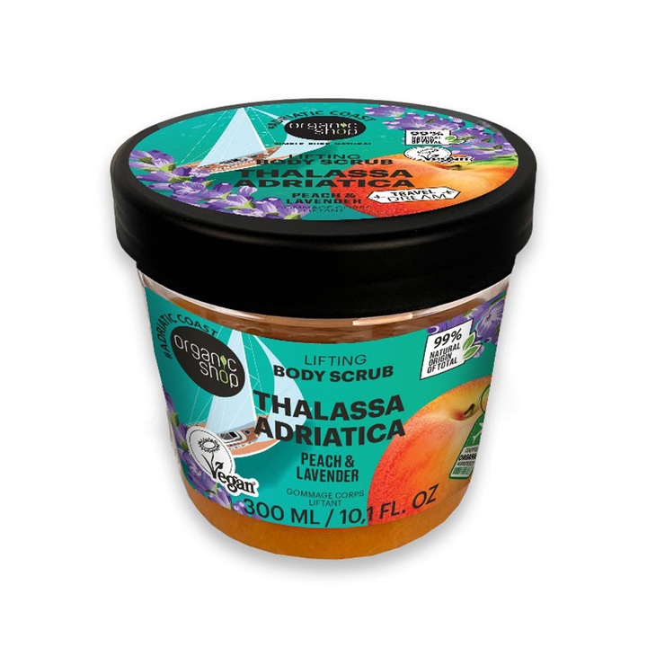 Organic Shop Thalassa Adriatica Őszibarack és Levendula testradír, 300 ml