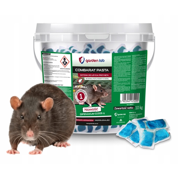 Truta pentru rozatoare COMBARAT PASTA 3 kg, Difenakum 0,005g, actiune rapida, utilizare profesionala