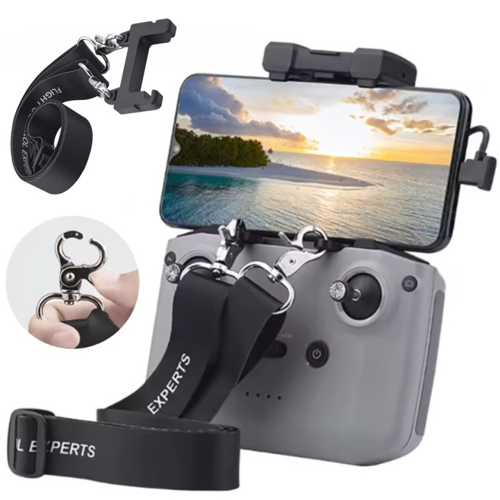 DJI Mini 2/Air 2/Mini 3 kontroller követése, állvánnyal és nyakpánttal, fekete, nyakpánt mérete 40x67,5 cm