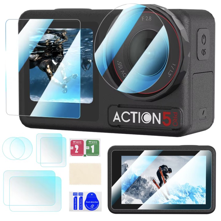 6 db-os edzett üveg nyílkészlet DJI OSMO Action 5 Pro-hoz, 0,4 mm