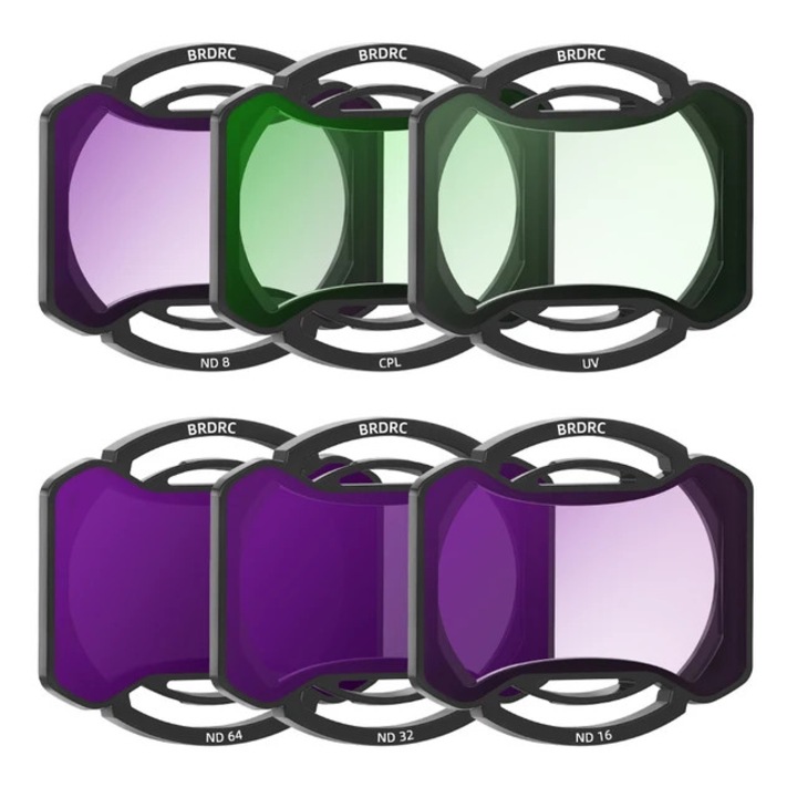 Set filtre BRDRC ND8, ND16, ND32, ND64, CPL, UV pentru DJI Avata 2