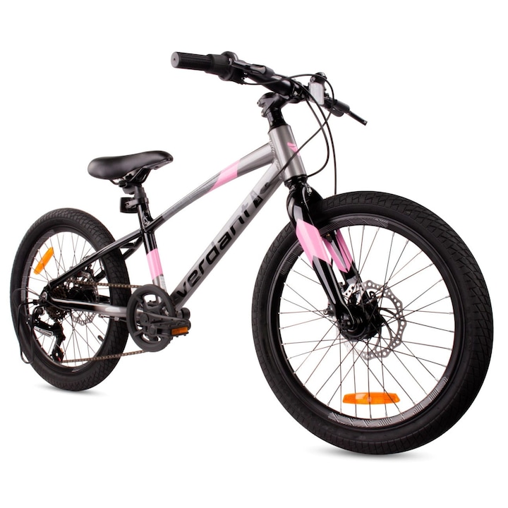 Детски велосипед, Sun Baby, Verdant Calix, планински велосипед, 6 скорости, стоманена рамка, Shimano Tourney TY21, рамка 10, 20 инча, 5-8 години, графит/розов