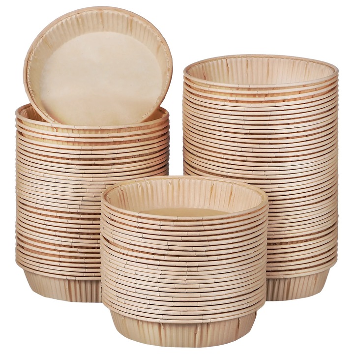 100 db YANYXR mini tortaforma készlet, kerek, tapadásmentes, 11x9.2x2.3cm, pergamen