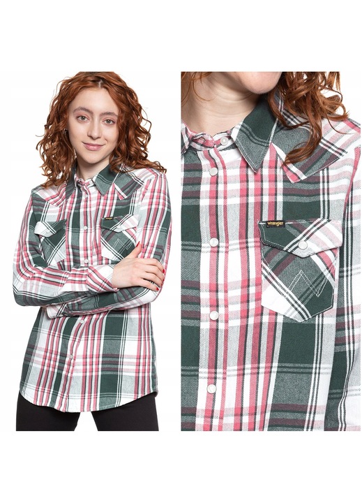 Camasa Dama, Wrangler, Boyfriend Western, Croi: Regular Fit, Inchidere: Capse, Compozitie Material: 100% Bumbac, Numar Buzunare: 2, XS, Multicolor, 1 Bucata