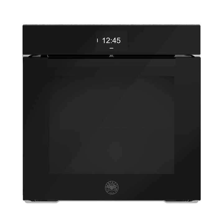 Cuptor electric incorporabil cu gatire la aburi Bertazzoni, Total Steam, colectie Modern, 76 litri, latime 60 cm, functie deshidratare si Air Fry, 11 programe automate, mod Sabbath, autocuratare hidrolitic, finisaj lucios, negru