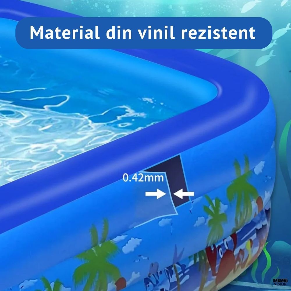 Piscina Gonflabila pentru copii, Multicolora, Dreptunghiulara, Baza ...