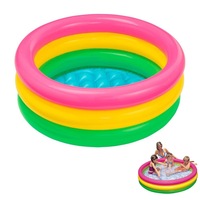 Piscina Gonflabila pentru copii, Multicolora, Rotunda, Baza moale si doua inele gonflabile, Dimensiuni 60 x 22 cm, Vinil rezistent, Gradina si Exterior, Impact Vision®