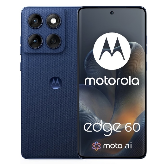 Telefon Mobil Motorola Edge 60, Procesor Mediatek Dimensity 7300, P-OLED 6.67", 12GB RAM, 256GB Flash, Camera Tripla 50 + 10 + 50 MP, Wi-Fi, 5G, Dual Sim, Android (Albastru)