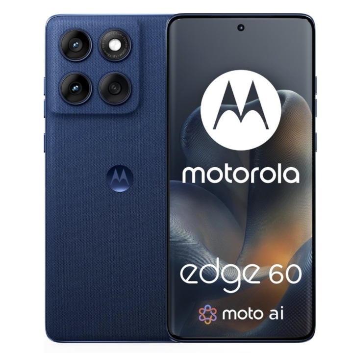 Мобилен телефон Motorola Edge 60, процесор Mediatek Dimensity 7300, P-OLED 6.67", 12GB RAM, 256GB Flash, Triple Camera 50 + 10 + 50 MP, Wi-Fi, 5G, Dual Sim, Android (Blue)