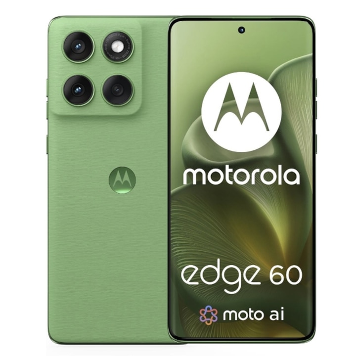 Мобилен телефон Motorola Edge 60, процесор Mediatek Dimensity 7300, P-OLED 6.67", 12GB RAM, 256GB Flash, Triple Camera 50 + 10 + 50 MP, Wi-Fi, 5G, Dual Sim, Android (Green)