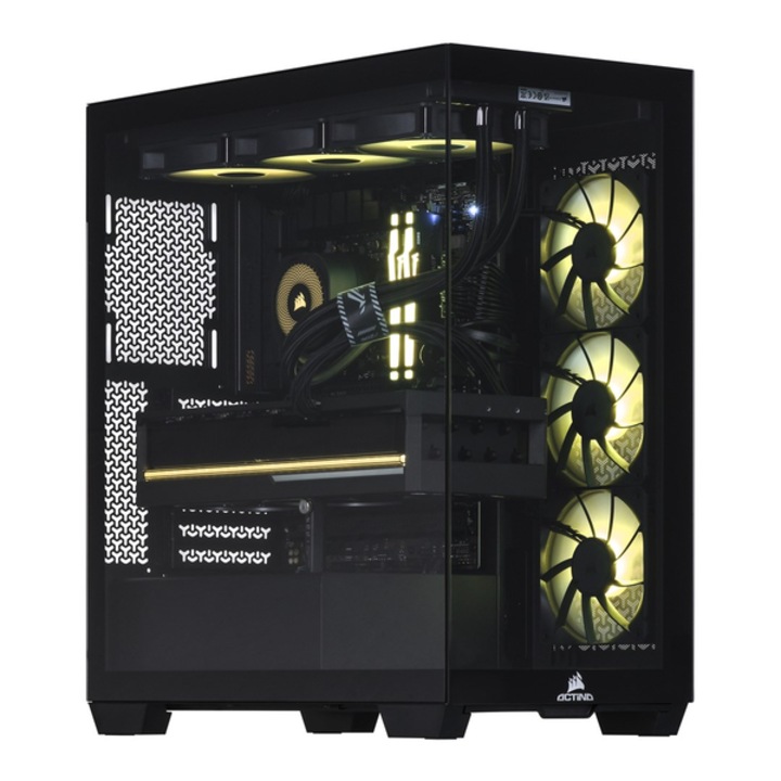 Calculator Sistem PC Gaming Actina Midi Tower Powered by CORSAIR ICUE, Procesor AMD Ryzen™ 7 9800X3D, 8 cores, 4.7GHz, 96MB L3, 64GB DDR5, 2TB SSD, NVIDIA GeForce RTX 5090 32GB GDDR7, Wi-Fi, Bluetooth, No OS (Negru)