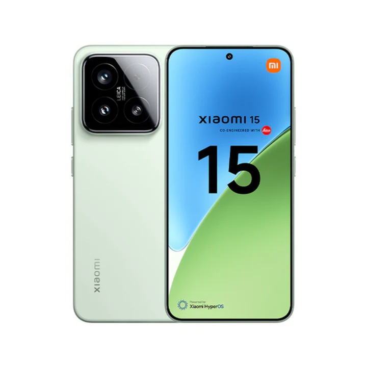Мобилен телефон Xiaomi 15, осемядрен процесор Snapdragon 8 Elite, LTPO AMOLED сензорен екран 6.36", 12GB RAM, 512GB Flash, тройна камера 50+50+50MP, Wi-Fi, 5G, две SIM карти, Android (зелен)