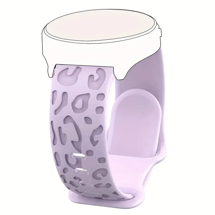 Szilikon szíj, 20 mm, Samsung Galaxy Watch 5/Watch 4/Watch 6 40mm 44mm/Samsung Galaxy Watch 5 Pro 45mm/Galaxy Active 2/Galaxy Watch 3/Galaxy Watch 6 Classic okosórához, leopárdmintás, levendula