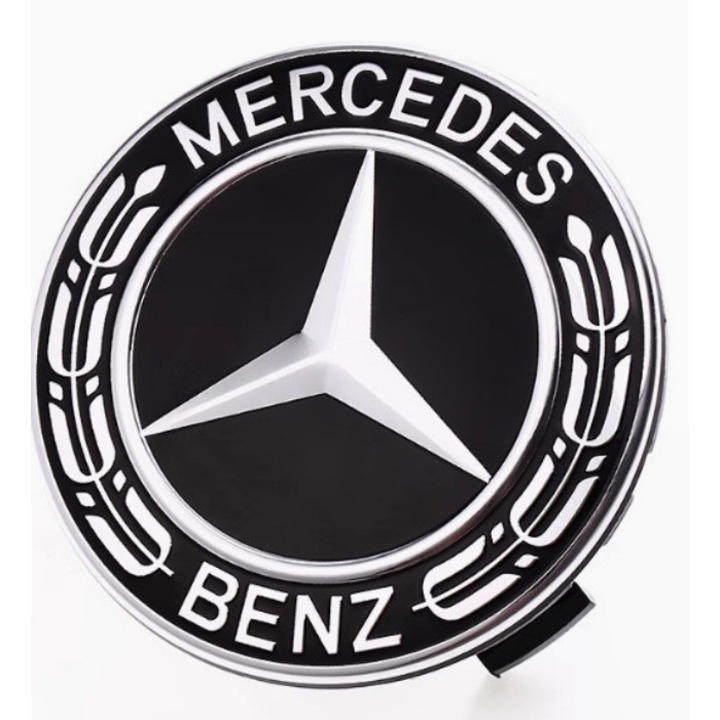 Set 4 capace jante Fantasy, pentru Mercedes-Benz, 75mm, ABS/Aliaj, Negru/Argintiu