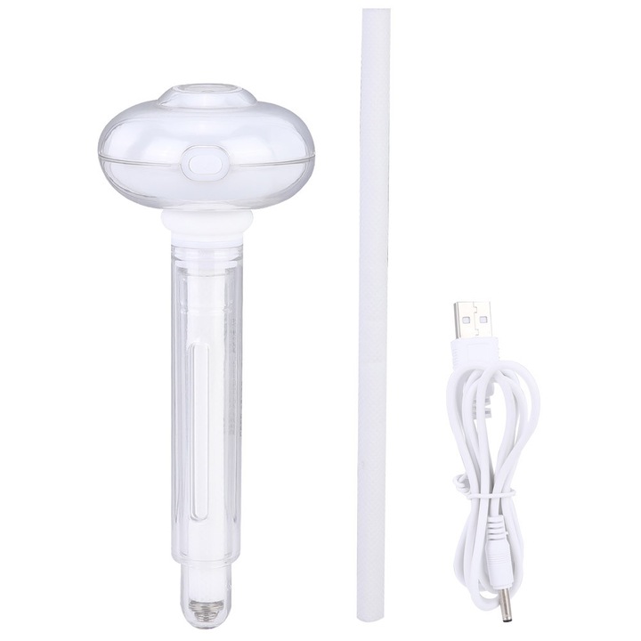 Egyszerű és elegáns műanyag párásító, fánk alakú, LED éjszakai fénnyel, USB, hordozható mini légtisztító, fehér