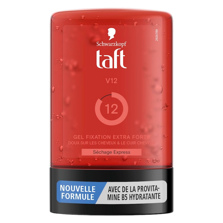 Schwarzkopf Taft hajformázó gél, V12 gél, Expressz hajszárító, Extra erős tartás, Gyengéd a hajhoz és a fejbőrhöz, Nem ragad, B5 provitaminnal dúsított formula, 300 ml