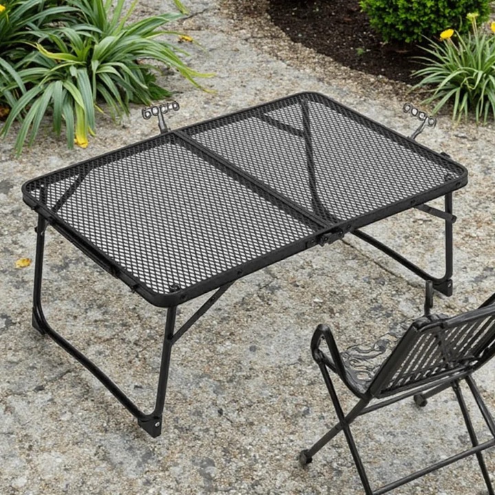 Masa pliabila din plasa de fier, portabila, 60x40x25 cm