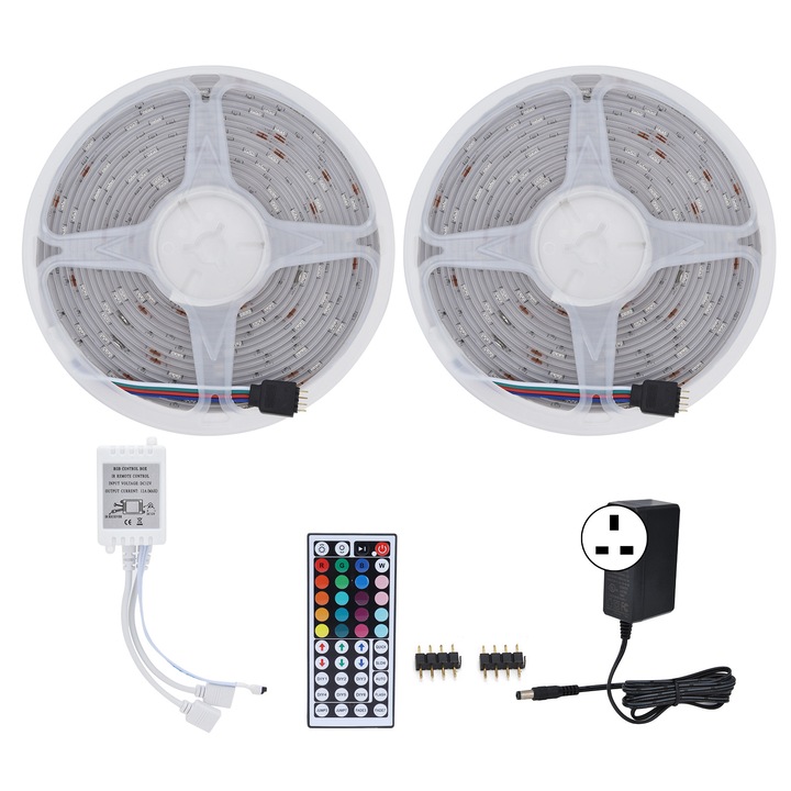 Цветна LED лента 10 м/32,4 фута с 44-бутонно дистанционно управление, RGB 5050 инфрачервена амбиентна светлинна лента за сватба, UK щепсел 100-240 V