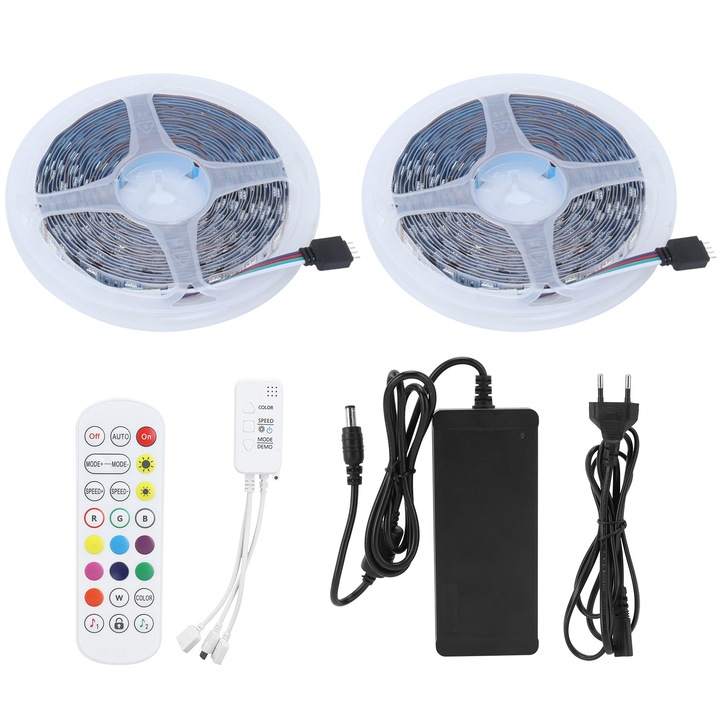 LED лента 5050SMD RGB с функция за промяна на цвета, с въже, Bluetooth, чрез приложение, с дистанционно управление, ЕС, 100-240V